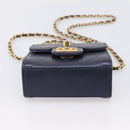 CHANEL Mini Matelasse Chain Pearl Bag Goatskin Navy Gold CC Auth 197060SAM-9