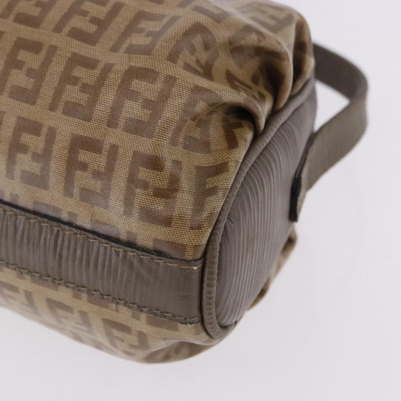 FENDI Zucchino Canvas Shoulder Bag PVC Beige Auth 197102