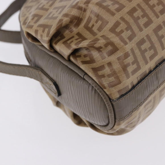 FENDI Zucchino Canvas Shoulder Bag PVC Beige Auth 197102