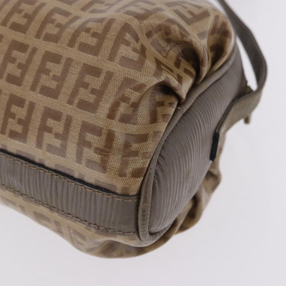FENDI Zucchino Canvas Shoulder Bag PVC Beige Auth 197102