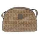 FENDI Zucchino Canvas Shoulder Bag PVC Beige Auth 197102-13