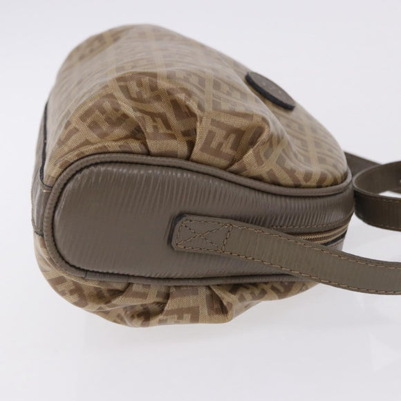 FENDI Zucchino Canvas Shoulder Bag PVC Beige Auth 197102