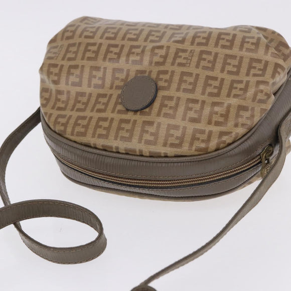 FENDI Zucchino Canvas Shoulder Bag PVC Beige Auth 197102