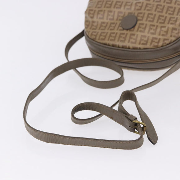 FENDI Zucchino Canvas Shoulder Bag PVC Beige Auth 197102