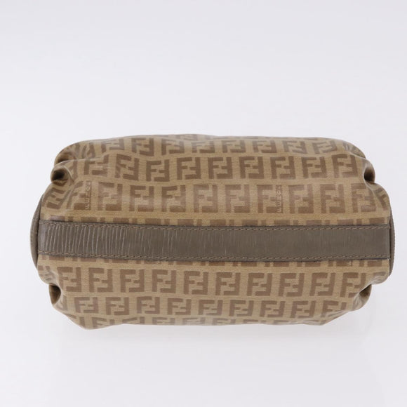 FENDI Zucchino Canvas Shoulder Bag PVC Beige Auth 197102