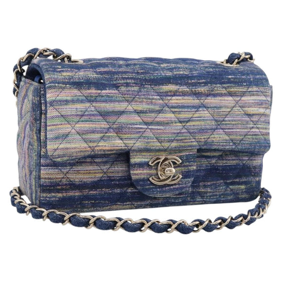 CHANEL Matelasse 20 Chain Shoulder Bag Denim Navy Gold CC Auth 197103SM