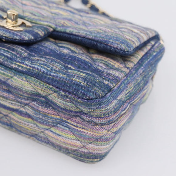 CHANEL Matelasse 20 Chain Shoulder Bag Denim Navy Gold CC Auth 197103SM