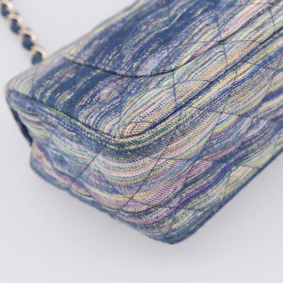 CHANEL Matelasse 20 Chain Shoulder Bag Denim Navy Gold CC Auth 197103SM