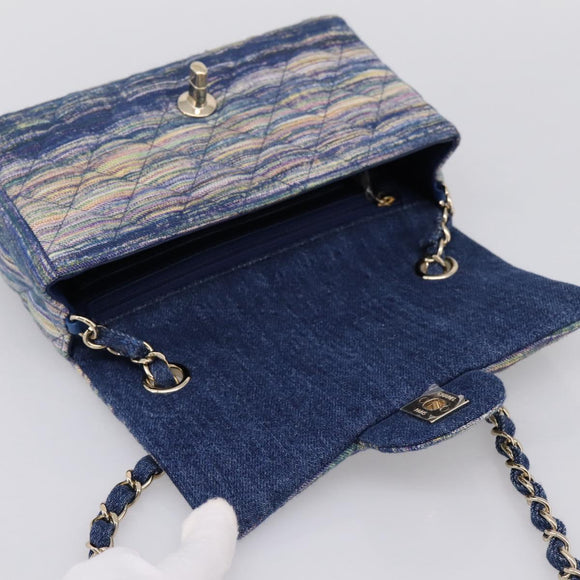 CHANEL Matelasse 20 Chain Shoulder Bag Denim Navy Gold CC Auth 197103SM