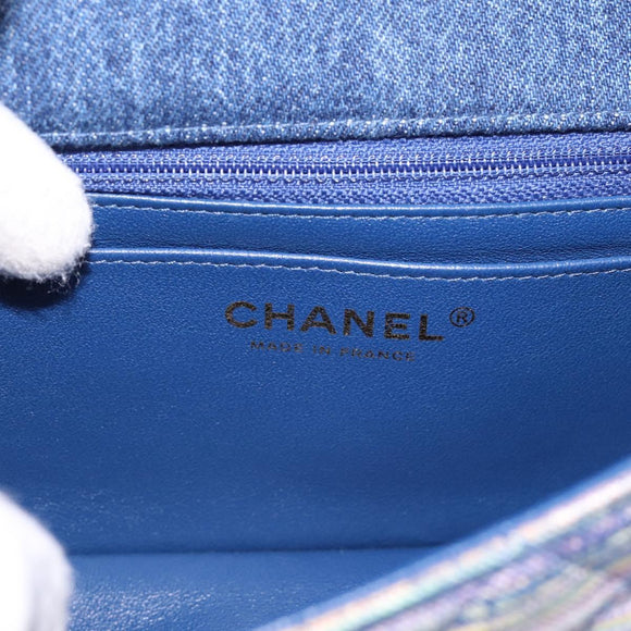 CHANEL Matelasse 20 Chain Shoulder Bag Denim Navy Gold CC Auth 197103SM