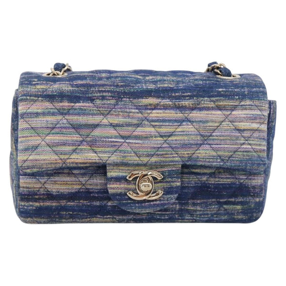 CHANEL Matelasse 20 Chain Shoulder Bag Denim Navy Gold CC Auth 197103SM