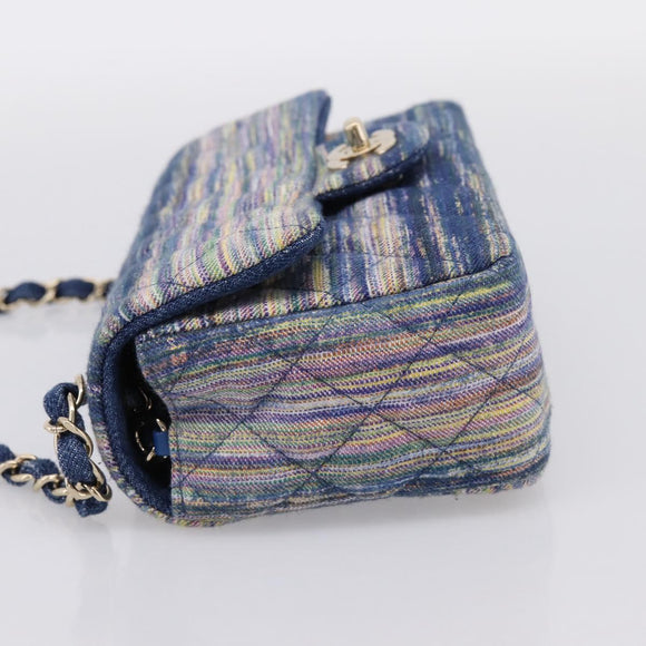 CHANEL Matelasse 20 Chain Shoulder Bag Denim Navy Gold CC Auth 197103SM
