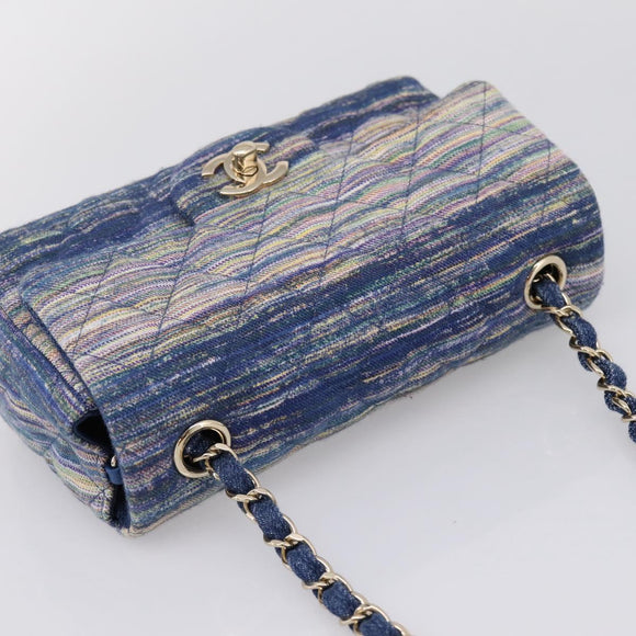 CHANEL Matelasse 20 Chain Shoulder Bag Denim Navy Gold CC Auth 197103SM
