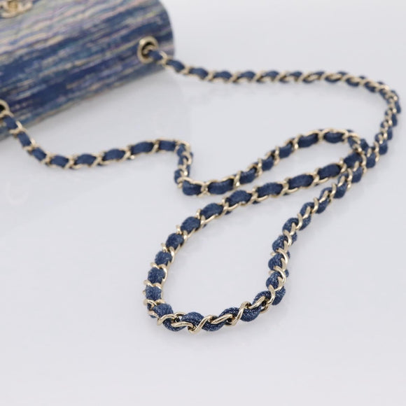 CHANEL Matelasse 20 Chain Shoulder Bag Denim Navy Gold CC Auth 197103SM