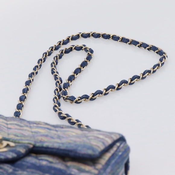 CHANEL Matelasse 20 Chain Shoulder Bag Denim Navy Gold CC Auth 197103SM