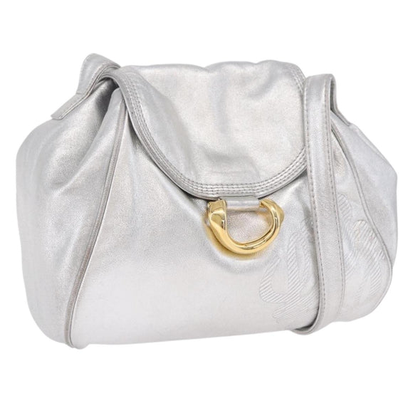 LOEWE Shoulder Bag Leather Gold Silver Auth 197104