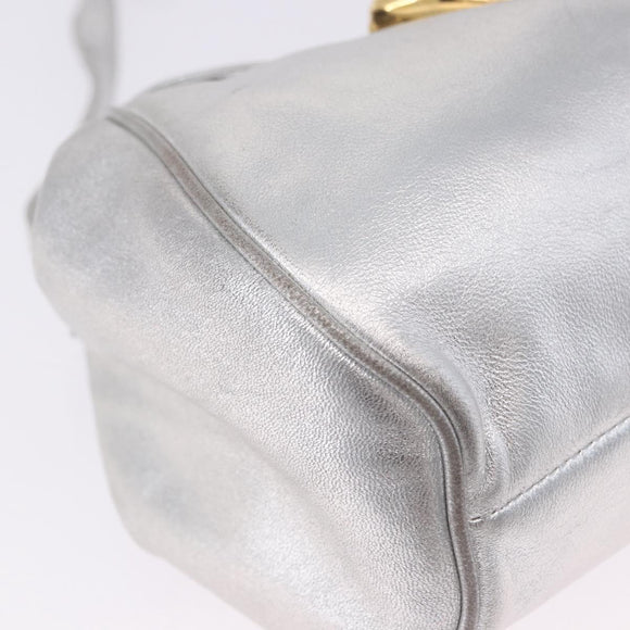 LOEWE Shoulder Bag Leather Gold Silver Auth 197104