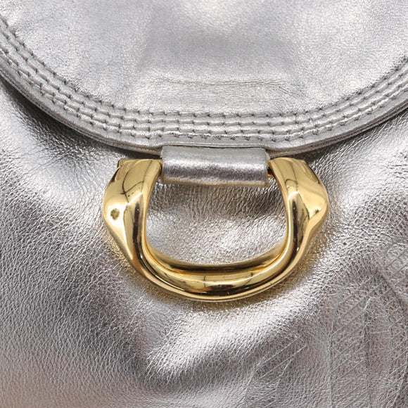 LOEWE Shoulder Bag Leather Gold Silver Auth 197104