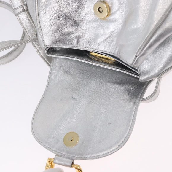 LOEWE Shoulder Bag Leather Gold Silver Auth 197104