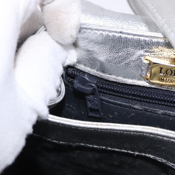 LOEWE Shoulder Bag Leather Gold Silver Auth 197104