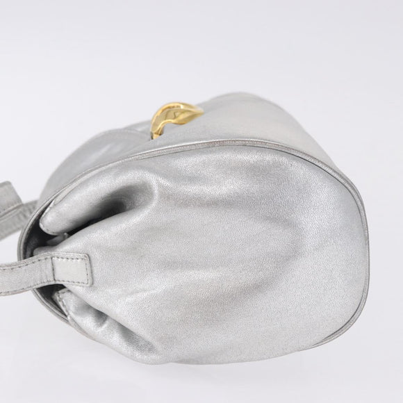 LOEWE Shoulder Bag Leather Gold Silver Auth 197104