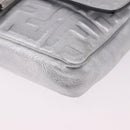 FENDI Zucca Canvas Mamma Baguette Shoulder Bag Leather Silver Auth 197105SAM-15