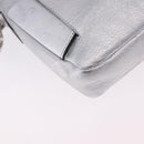 FENDI Zucca Canvas Mamma Baguette Shoulder Bag Leather Silver Auth 197105SAM-16