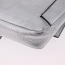 FENDI Zucca Canvas Mamma Baguette Shoulder Bag Leather Silver Auth 197105SAM-17