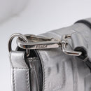 FENDI Zucca Canvas Mamma Baguette Shoulder Bag Leather Silver Auth 197105SAM-18