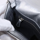 FENDI Zucca Canvas Mamma Baguette Shoulder Bag Leather Silver Auth 197105SAM-24