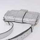 FENDI Zucca Canvas Mamma Baguette Shoulder Bag Leather Silver Auth 197105SAM-6