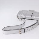FENDI Zucca Canvas Mamma Baguette Shoulder Bag Leather Silver Auth 197105SAM-7