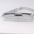 FENDI Zucca Canvas Mamma Baguette Shoulder Bag Leather Silver Auth 197105SAM-5