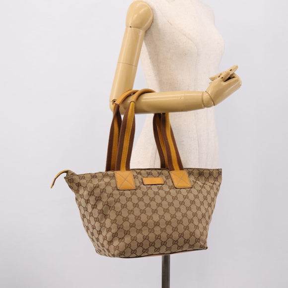 GUCCI GG Canvas Sherry Line Tote Bag Beige 131230 Auth 197106