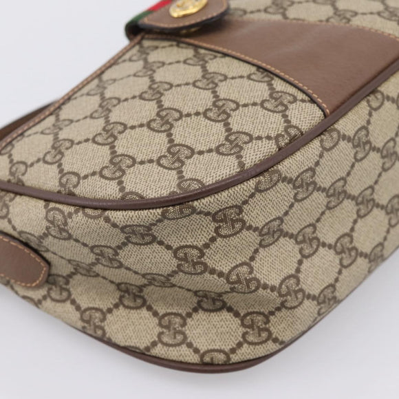 GUCCI GG Supreme Web Sherry Line Bag PVC Beige Gold 001 754 6177 Auth 197108