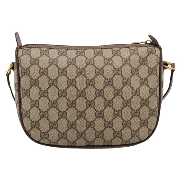 GUCCI GG Supreme Web Sherry Line Bag PVC Beige Gold 001 754 6177 Auth 197108