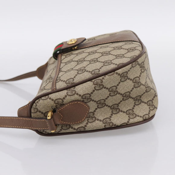 GUCCI GG Supreme Web Sherry Line Bag PVC Beige Gold 001 754 6177 Auth 197108