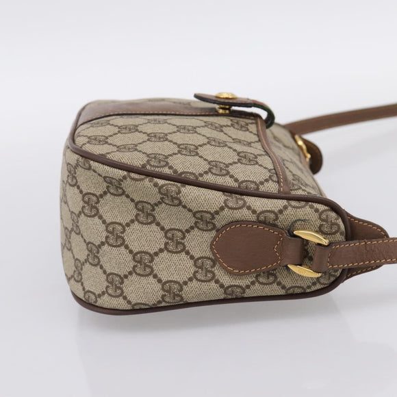 GUCCI GG Supreme Web Sherry Line Bag PVC Beige Gold 001 754 6177 Auth 197108