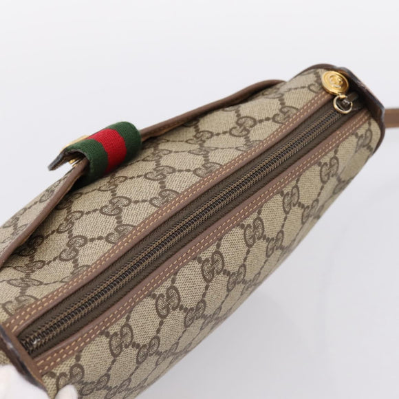 GUCCI GG Supreme Web Sherry Line Bag PVC Beige Gold 001 754 6177 Auth 197108