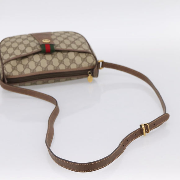 GUCCI GG Supreme Web Sherry Line Bag PVC Beige Gold 001 754 6177 Auth 197108