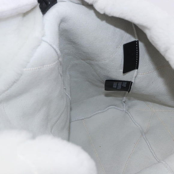 PRADA Tote Bag Fur White Silver Auth 197109SAM