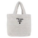 PRADA Tote Bag Fur White Silver Auth 197109SAM-2