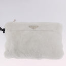 PRADA Tote Bag Fur White Silver Auth 197109SAM-20