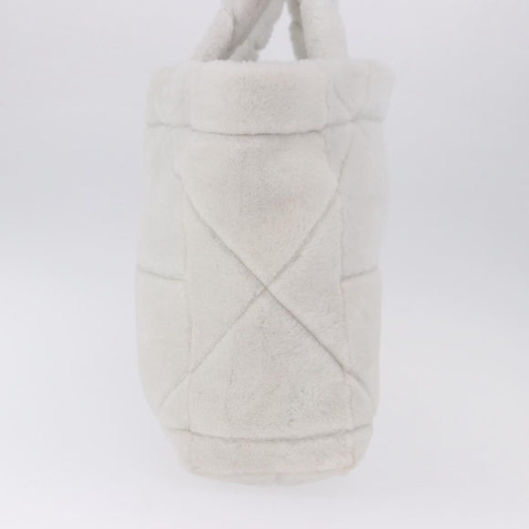 PRADA Tote Bag Fur White Silver Auth 197109SAM