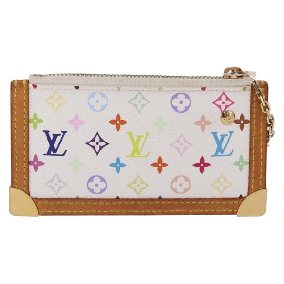 LOUIS VUITTON Multicolor Pochette Cles Coin Purse White M92655 LV Auth 197113A