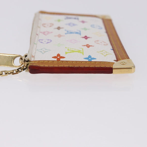 LOUIS VUITTON Multicolor Pochette Cles Coin Purse White M92655 LV Auth 197113A