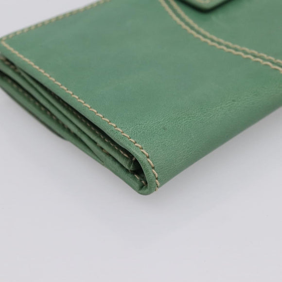 GUCCI Long Wallet Leather Green Gold Auth 197116A