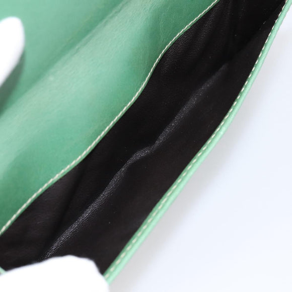 GUCCI Long Wallet Leather Green Gold Auth 197116A