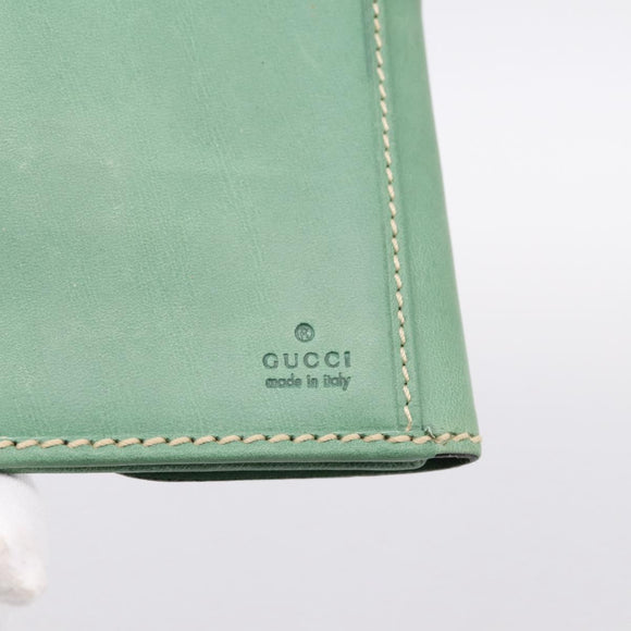 GUCCI Long Wallet Leather Green Gold Auth 197116A