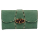 GUCCI Long Wallet Leather Green Gold Auth 197116A-2